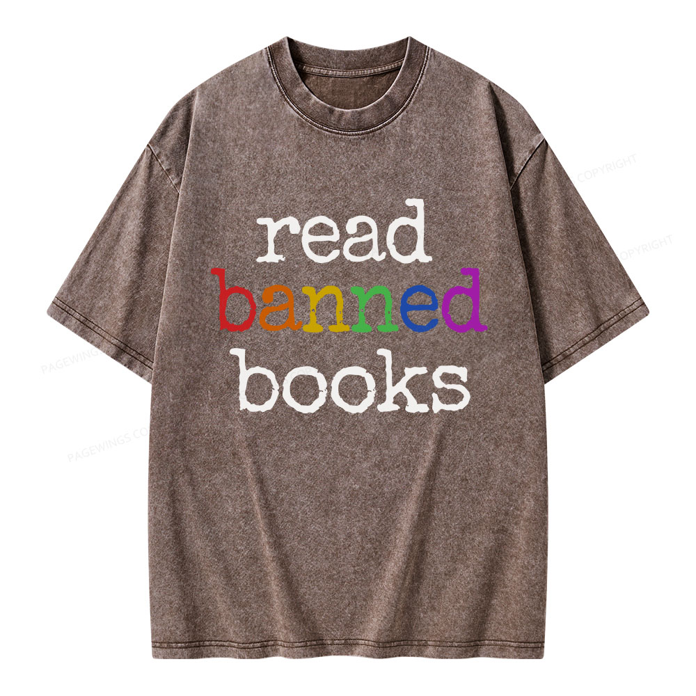 Pagewings Read Banned Books Unisex Washed T-shirt