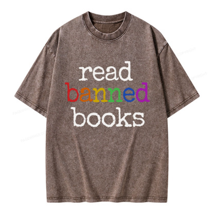 Pagewings Read Banned Books Unisex Washed T-shirt
