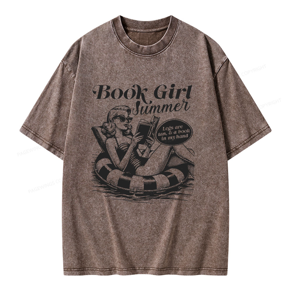 Pagewings Book Girl Summer Unisex Washed T-shirt