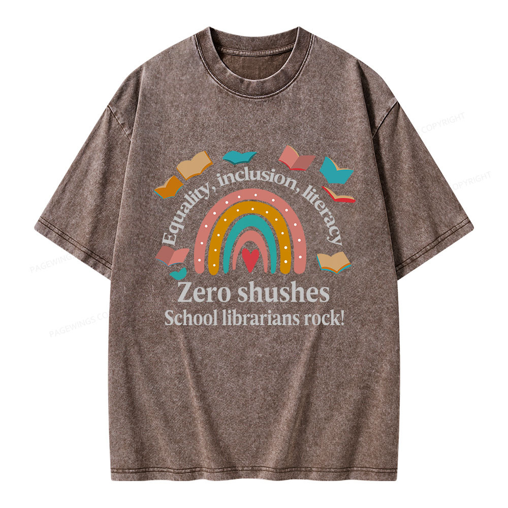 Pagewings Equality Inclusion Literacy Unisex Washed T-shirt