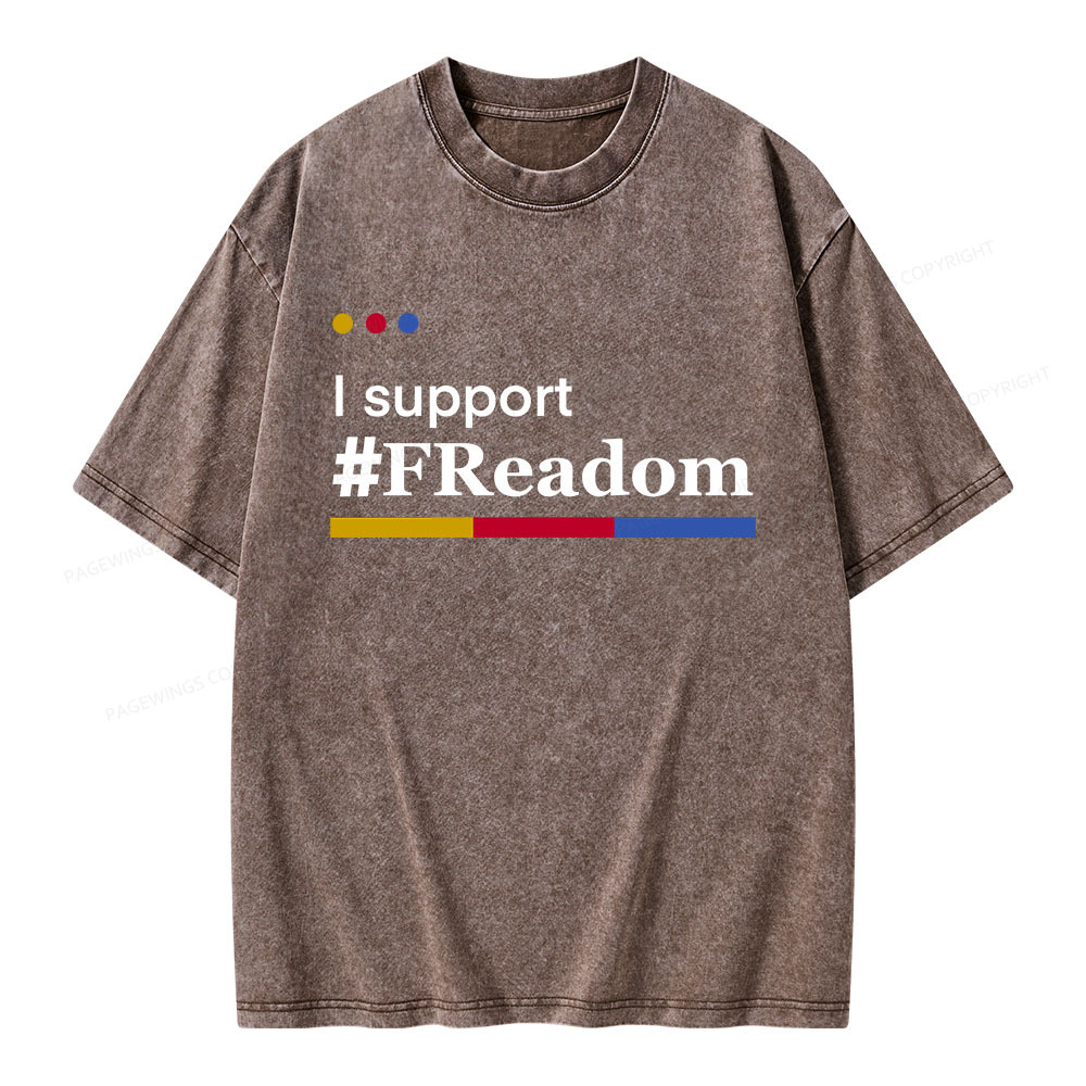 Pagewings I Support FReadom Unisex Washed T-shirt