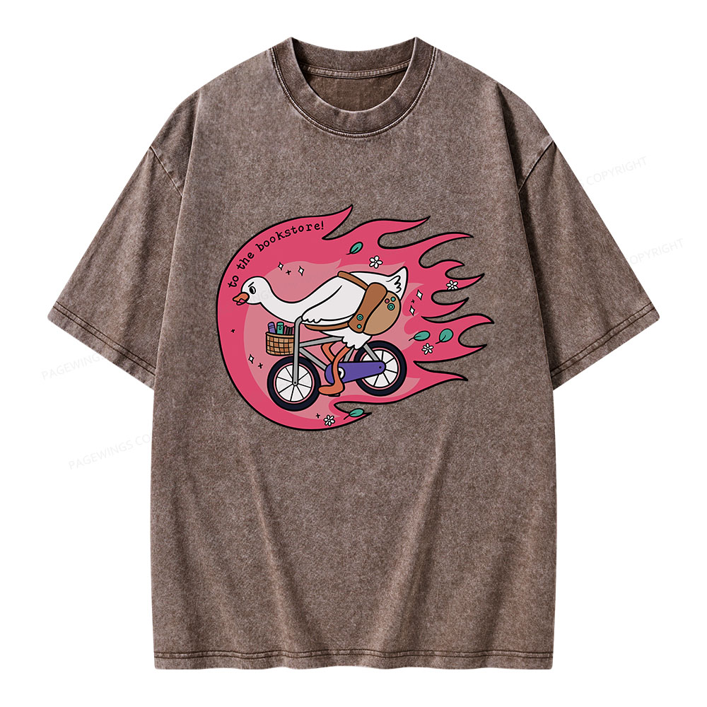 Pagewings To the Bookstore Unisex Washed T-shirt