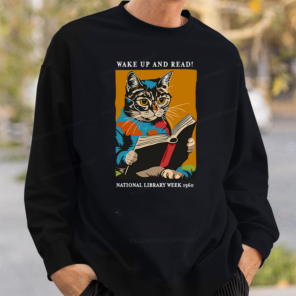 Pagewings Cat Reading Poster Unisex Classic Sweatshirt