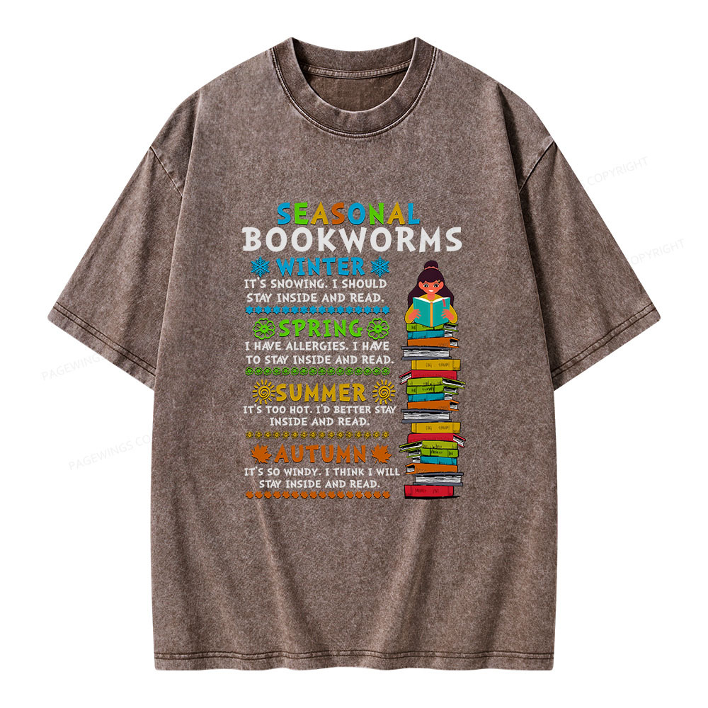 Pagewings Seasonal BookWorms Unisex Washed T-shirt