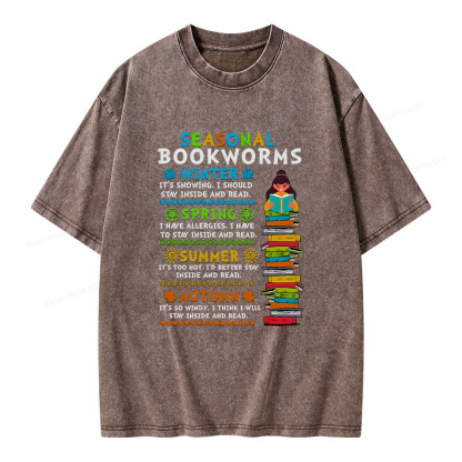 Pagewings Seasonal BookWorms Unisex Washed T-shirt