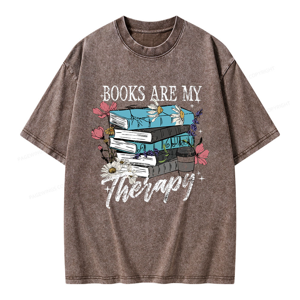 Pagewings Book Are My Therapy Unisex Washed T-shirt