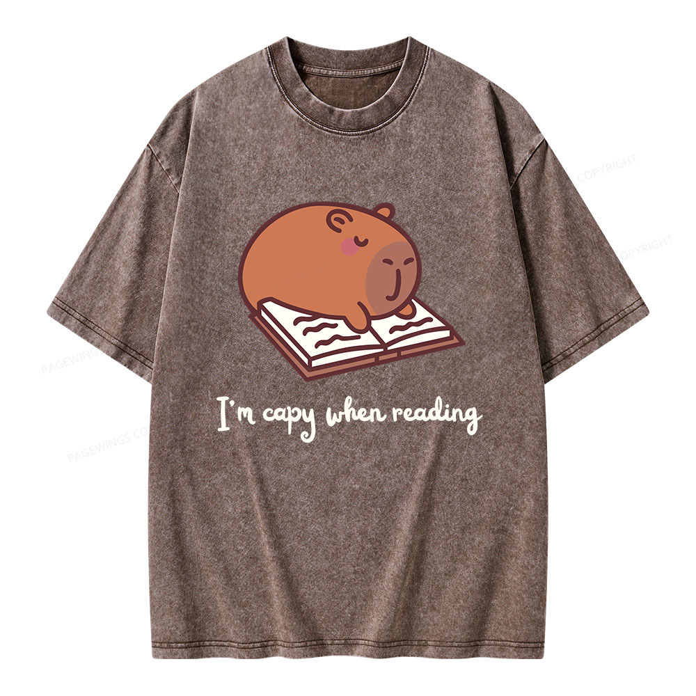 Pagewings I'm Capy When I'm Reading Unisex Washed T-shirt