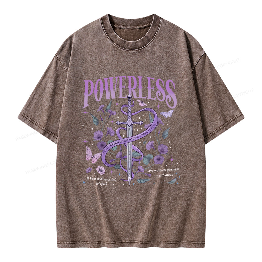 Pagewings Powerless Bookish Unisex Washed T-shirt