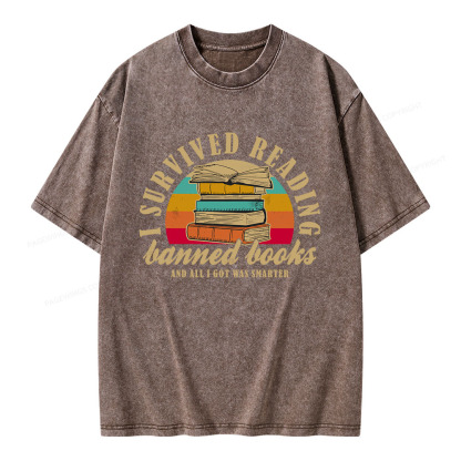 Pagewings I Survived Reading Banned Books Unisex Washed T-shirt