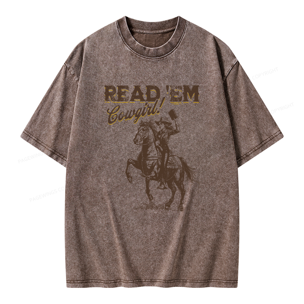 Pagewings Bookish Cowgirl Unisex Washed T-shirt