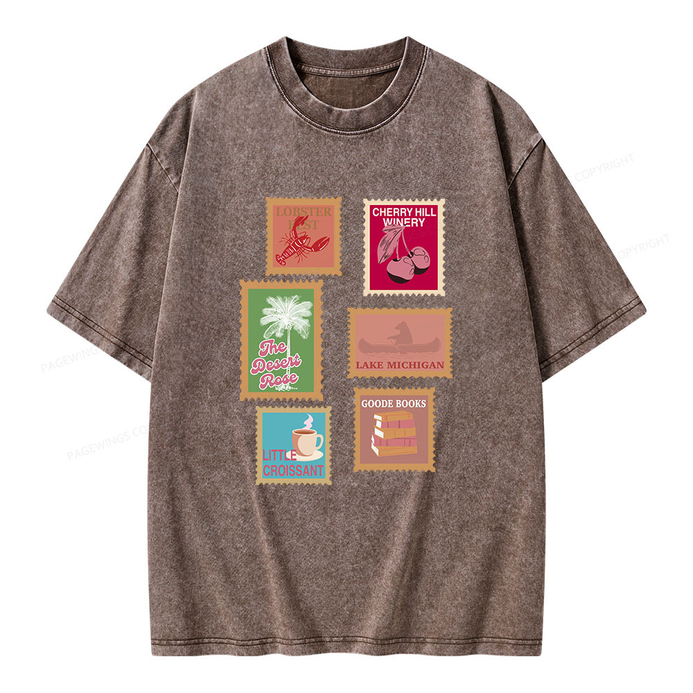 Pagewings Literary Settings Unisex Washed T-shirt