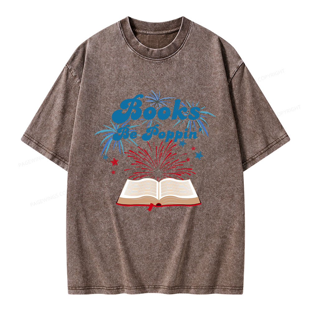 Pagewings Books Be Poppin Unisex Washed T-shirt