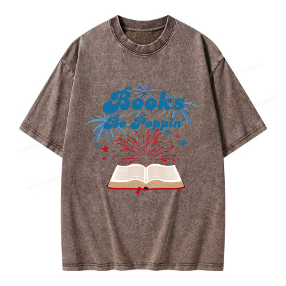 Pagewings Books Be Poppin Unisex Washed T-shirt