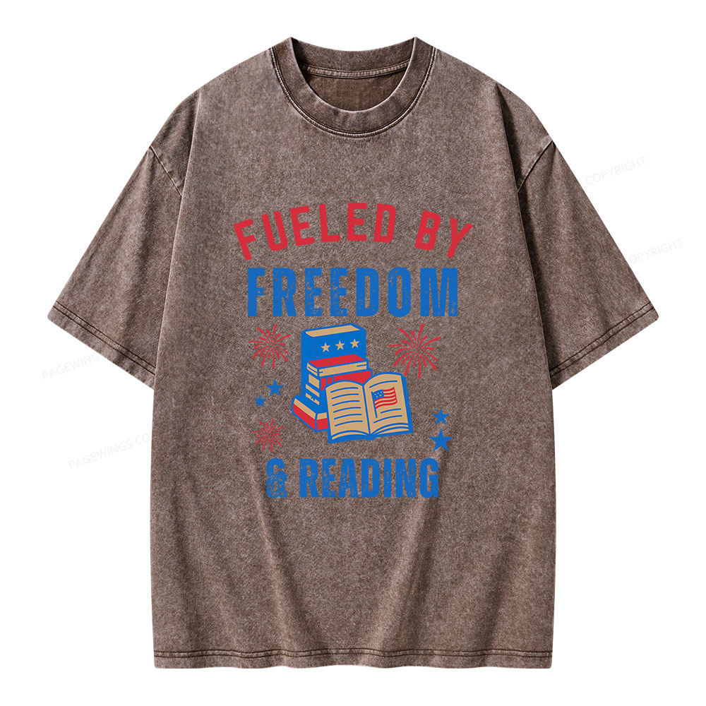 Pagewings Fueled Freedom Reading Unisex Washed T-shirt
