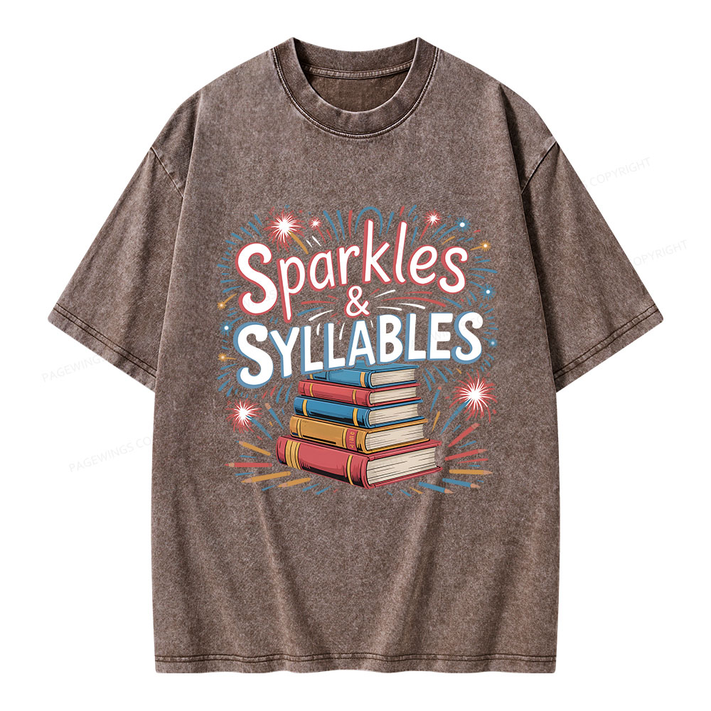 Pagewings Sparkles & Syllables Unisex Washed T-shirt