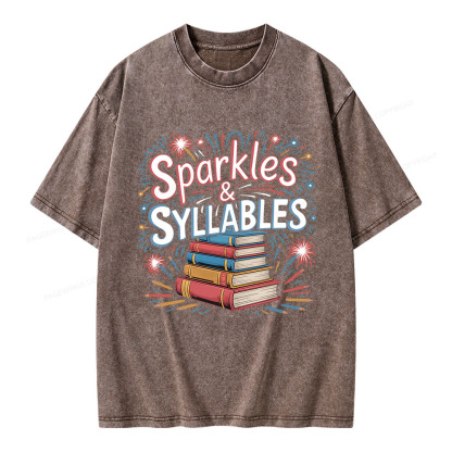 Pagewings Sparkles & Syllables Unisex Washed T-shirt