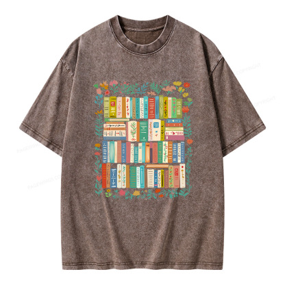 Pagewings Vintage Library Unisex Washed T-shirt