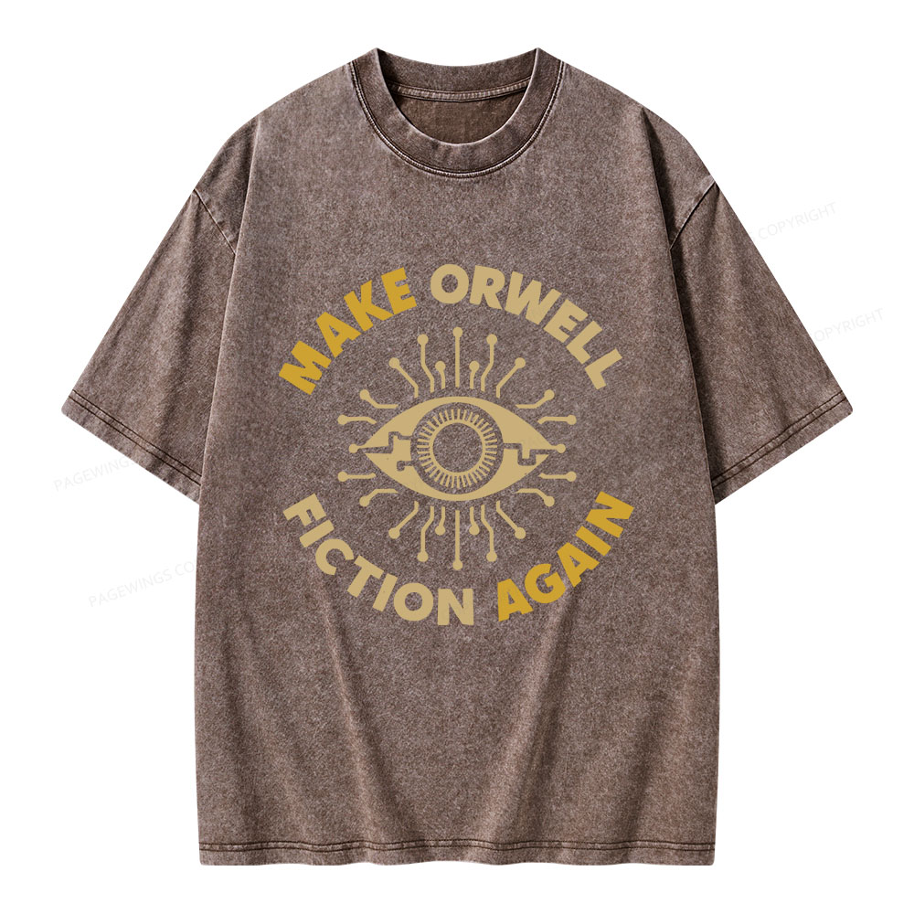 Pagewings Make Orwell Fiction Again Unisex Washed T-shirt