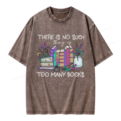 Pagewings No Such Thing as Too Many Books Unisex Washed T-shirt