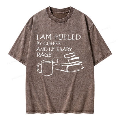 Pagewings I Am Fueled By Coffee And Literary Rage Unisex Washed T-shirt
