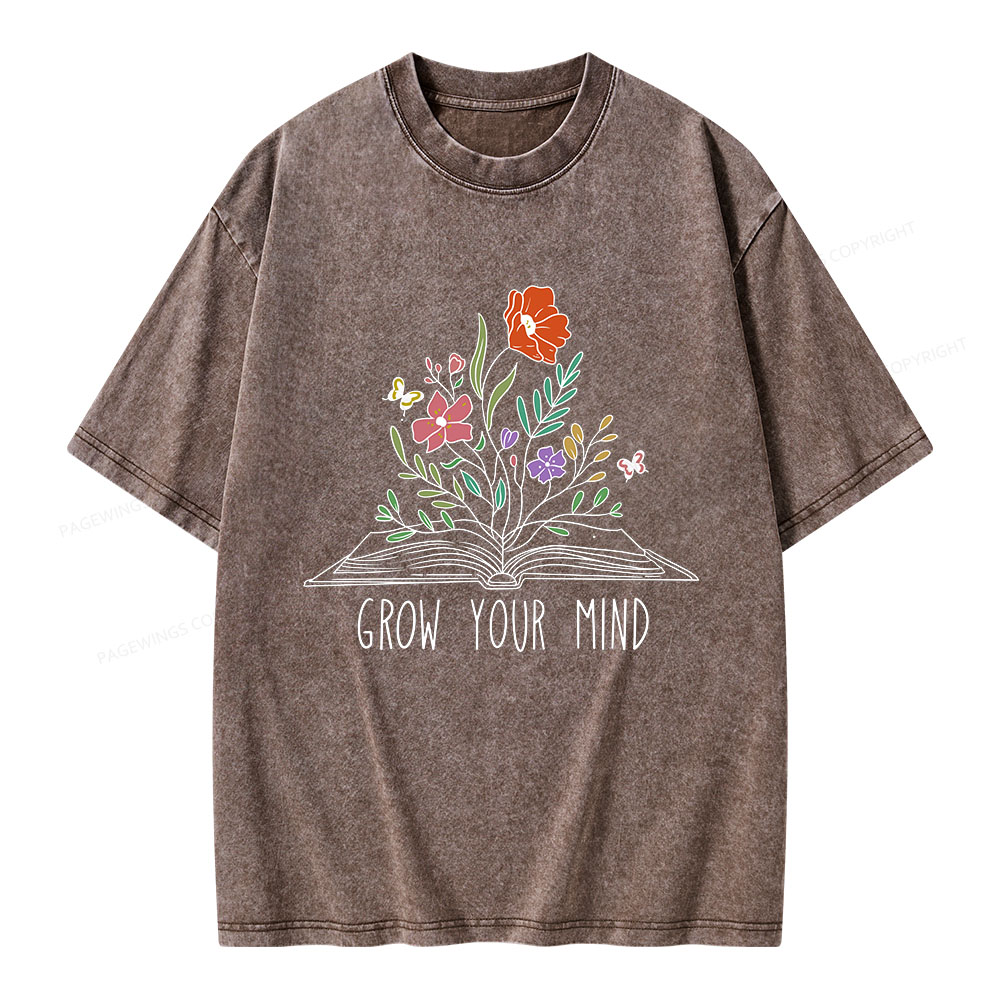 Pagewings Grow Your Mind Unisex Washed T-shirt