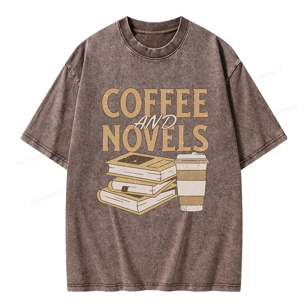 Pagewings Coffee And Novel Unisex Washed T-shirt