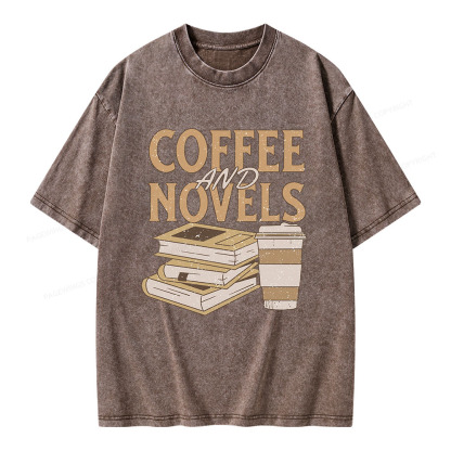 Pagewings Coffee And Novel Unisex Washed T-shirt