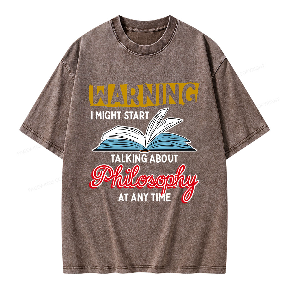 Pagewings Talking About Philosophy At Any Time Unisex Washed T-shirt