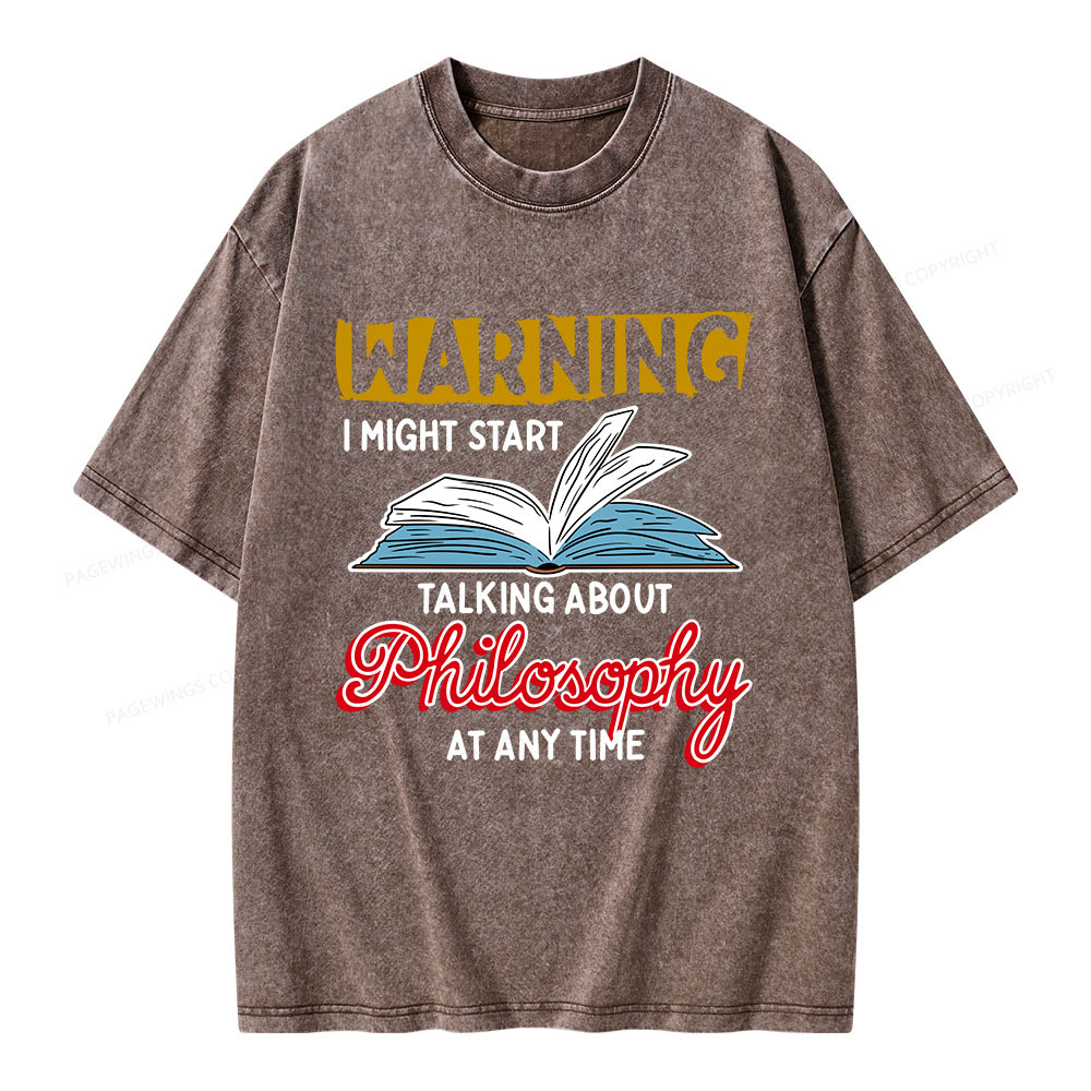 Pagewings Talking About Philosophy At Any Time Unisex Washed T-shirt