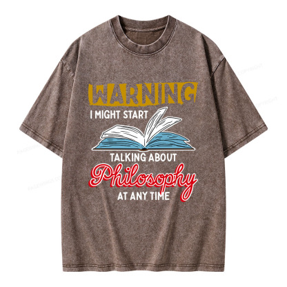 Pagewings Talking About Philosophy At Any Time Unisex Washed T-shirt
