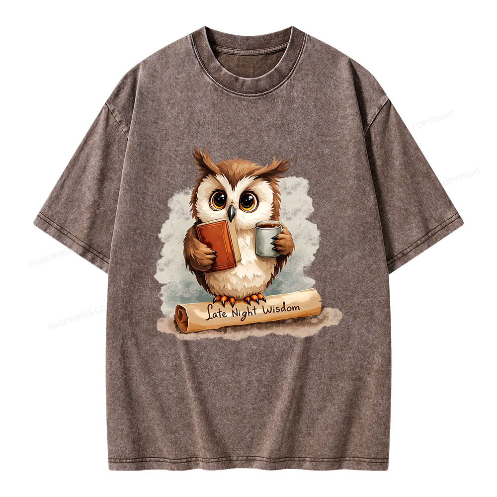 Pagewings Late Night Wisdom Unisex Washed T-shirt