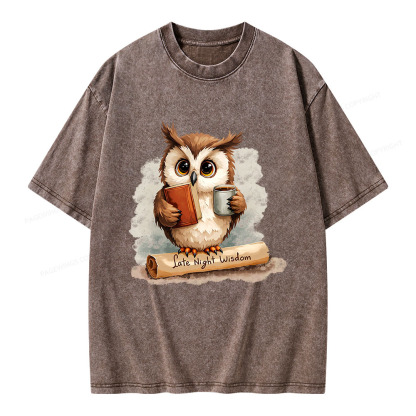 Pagewings Late Night Wisdom Unisex Washed T-shirt
