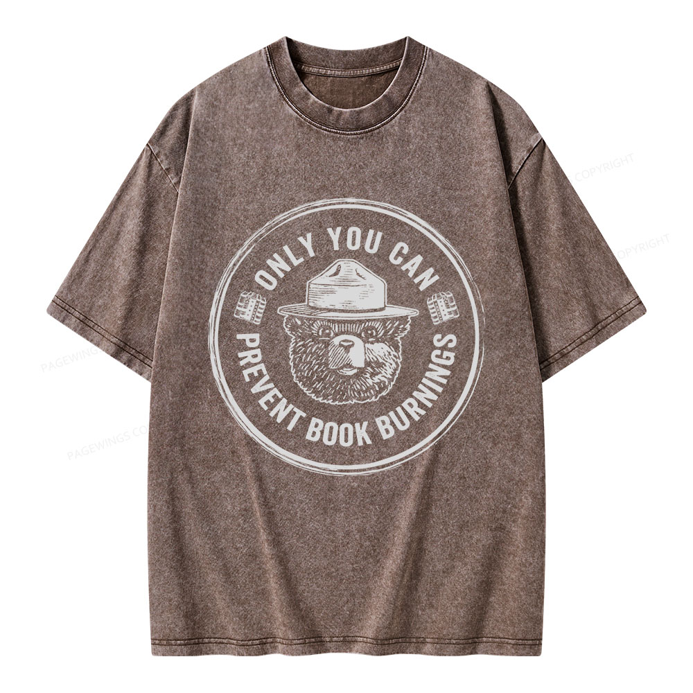 Pagewings Only You Can Prevent Book Burnings Unisex Washed T-shirt