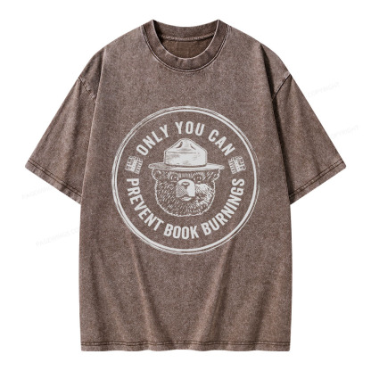 Pagewings Only You Can Prevent Book Burnings Unisex Washed T-shirt