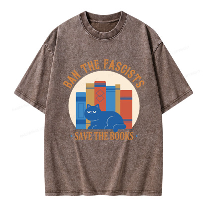 Pagewings Ban The Fascists Save The Books Unisex Washed T-shirt