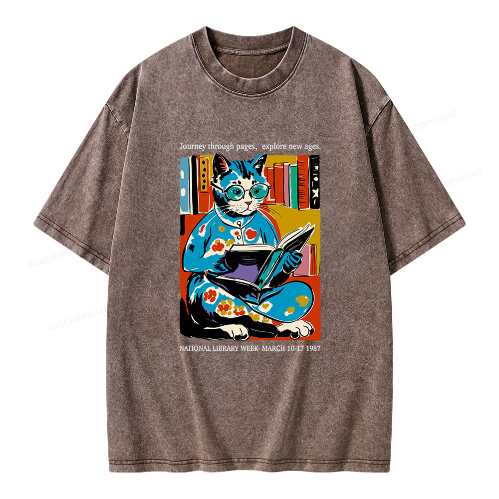 Pagewings 1987 National Library Week Poster Unisex Washed T-shirt