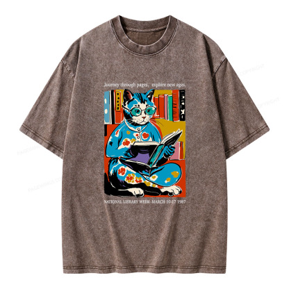 Pagewings 1987 National Library Week Poster Unisex Washed T-shirt