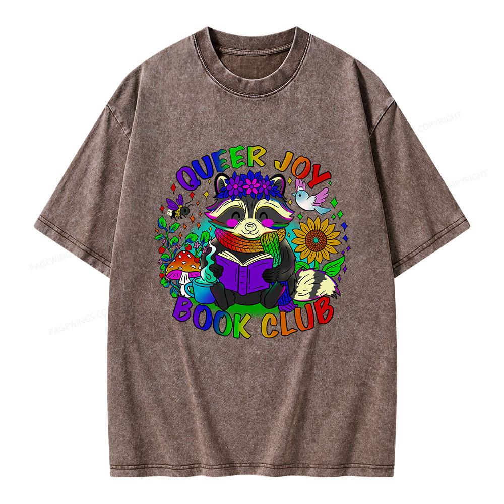 Pagewings Queer Joy Book Club Unisex Washed T-shirt