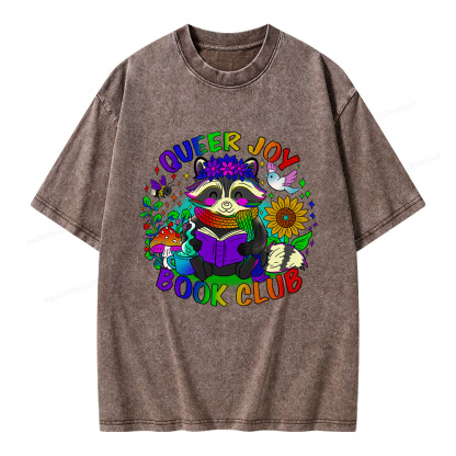 Pagewings Queer Joy Book Club Unisex Washed T-shirt