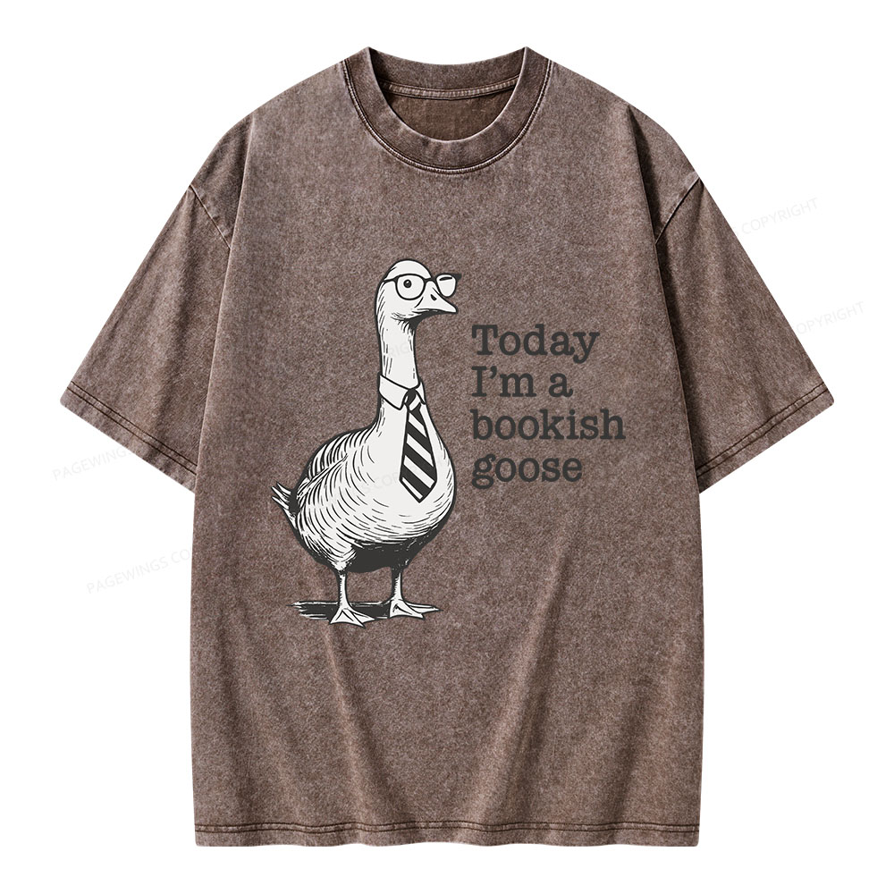 Pagewings Today I'm A Bookish Goose Unisex Washed T-shirt