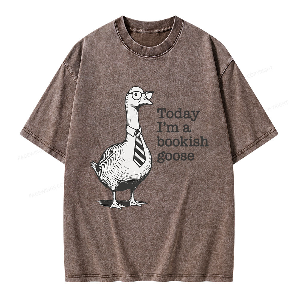 Pagewings Today I'm A Bookish Goose Unisex Washed T-shirt