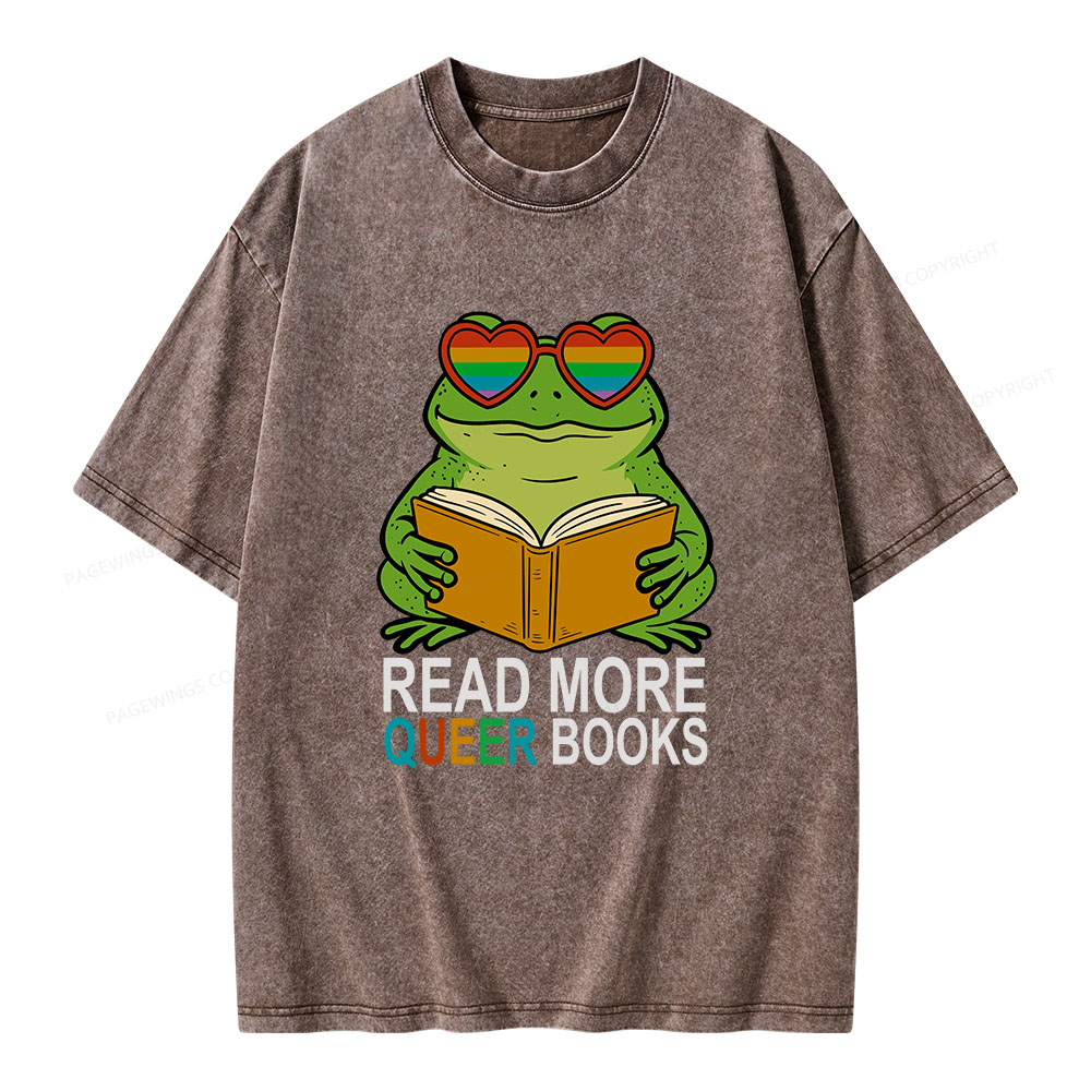 Pagewings Read More Queer Books Unisex Washed T-shirt