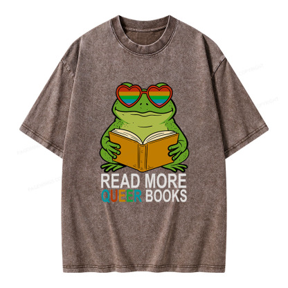 Pagewings Read More Queer Books Unisex Washed T-shirt
