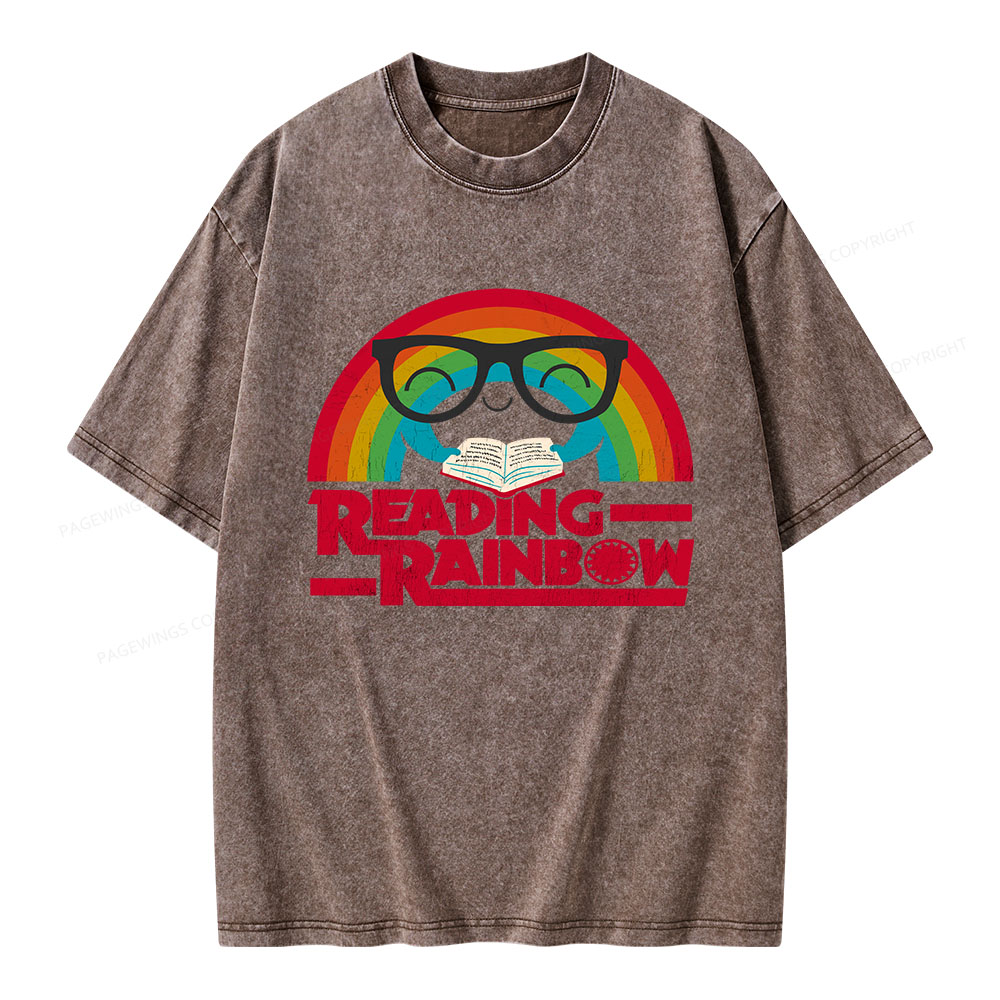 Pagewings Reading Rainbow Unisex Washed T-shirt