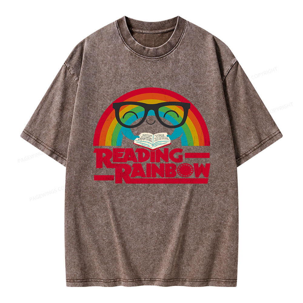 Pagewings Reading Rainbow Unisex Washed T-shirt