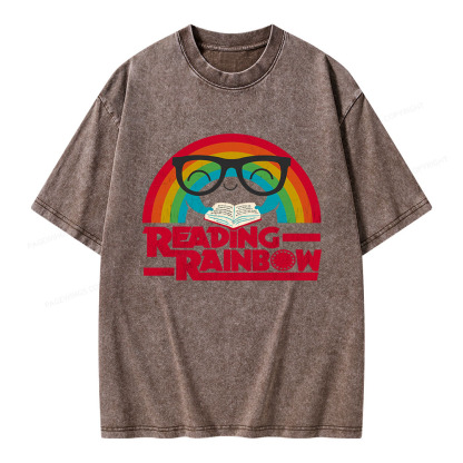 Pagewings Reading Rainbow Unisex Washed T-shirt
