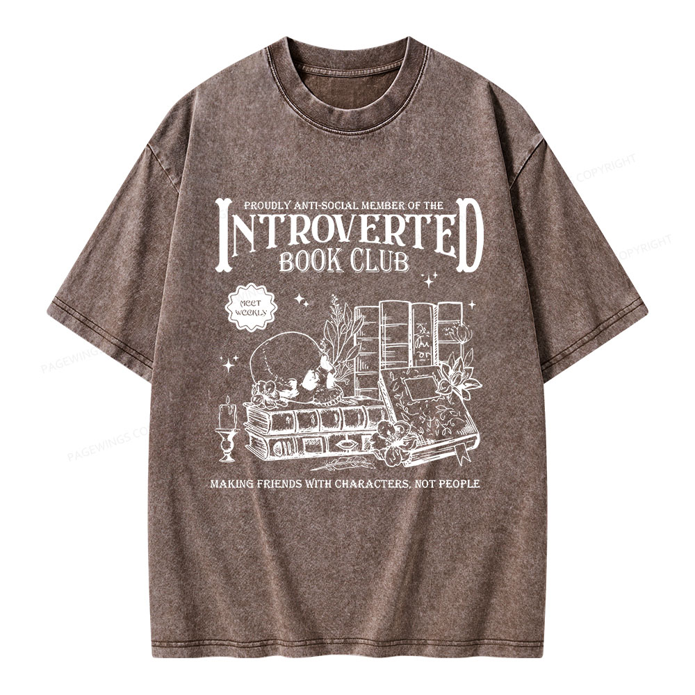 Pagewings Introverted Book Club Unisex Washed T-shirt