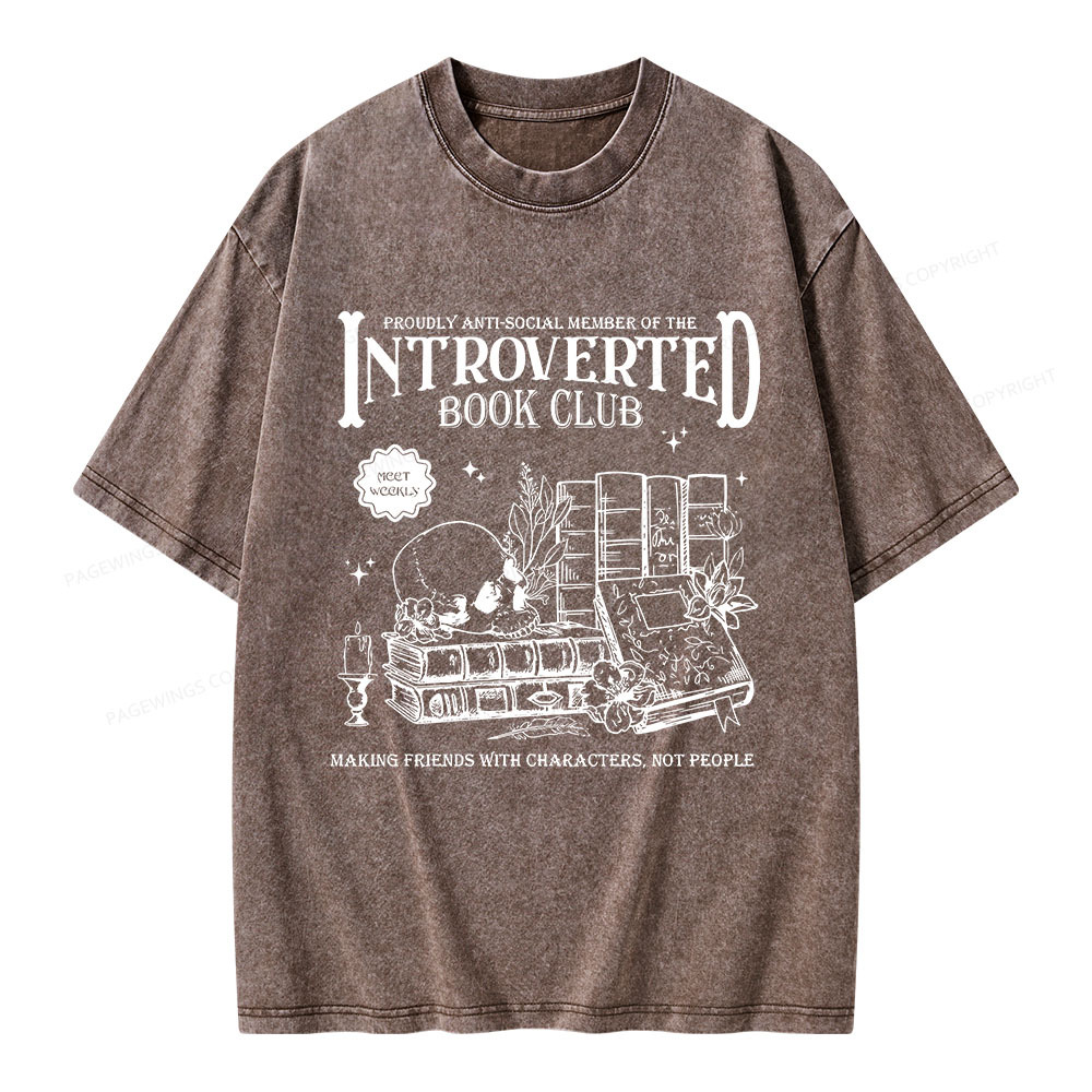 Pagewings Introverted Book Club Unisex Washed T-shirt
