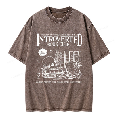 Pagewings Introverted Book Club Unisex Washed T-shirt
