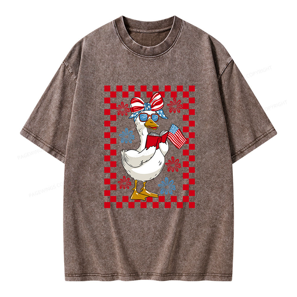 Pagewings 4th July Goose Unisex Washed T-shirt